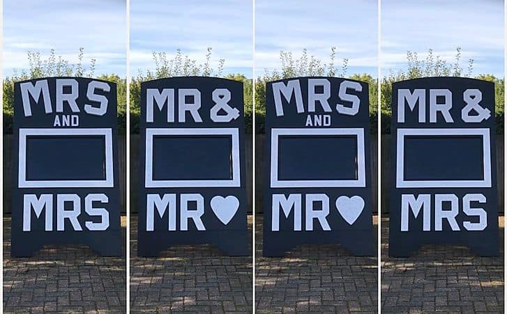 Options on Wedding TV Display supplied by DJ Scott Dewing - Mr & Mrs, Mr & Mrand Mrs & Mrs.